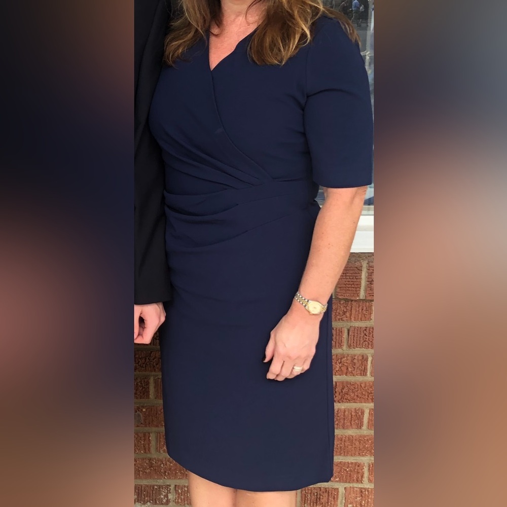 Tahari Elegant Navy Blue Dress